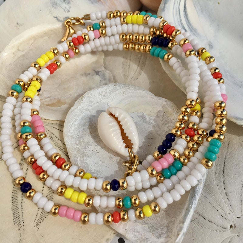 XIJIN 12Pcs Handmade Beaded Anklets for Women Boho Colorful Beads Ankle Bracelets Adjustable Foot Anklet Set - Image 5